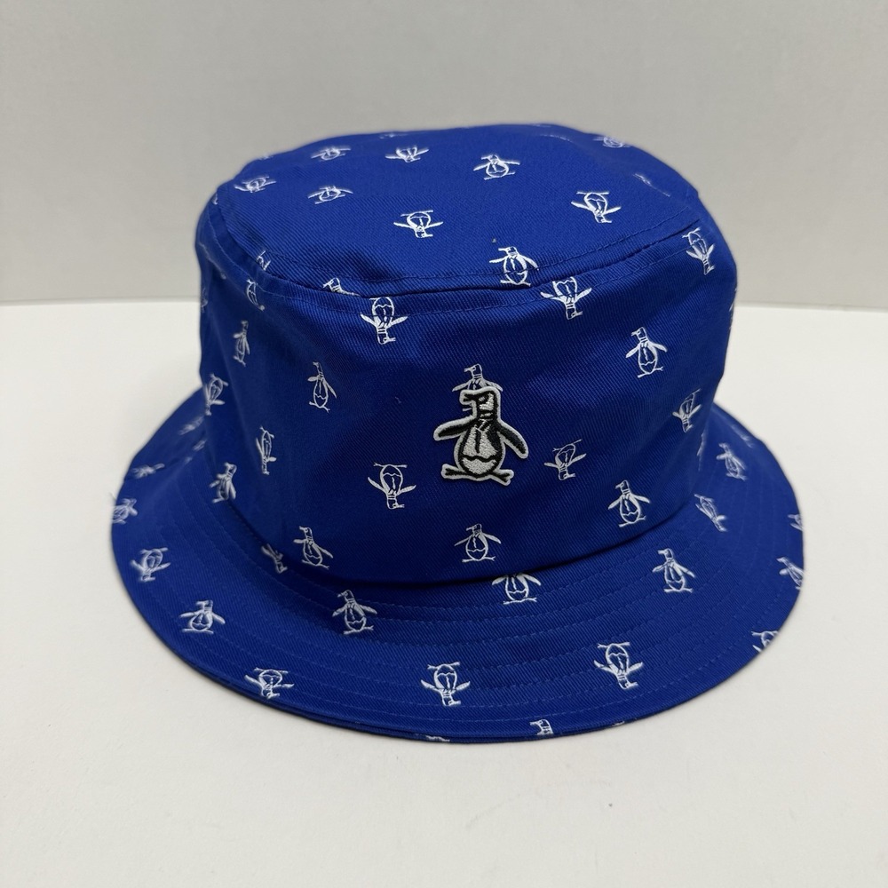 Original Penguin by Munsingwear Blue Bucket Hat Logo Print PG-HT14834AQAM NEW